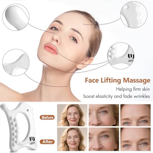 6-in-1 Ceramic Body Gua Sha Facial Tools | Lymphatic Drainage Tool, Face Sculpting Tool & Acupressure tool | Body Guasha | Trigger Point Massage Tool for Fascia Massage and Cellulite,Spring Skin Care