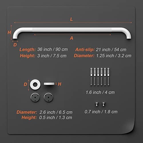 2 Pack 36 Inch White Shower Grab Bars w/Anti-Slip knurled Grip, iMomwee Stainless Steel Wall Mount Bathroom Safety Balance Handrail, Handicap Elderly Senior Assist Textured Grab Bar Handle