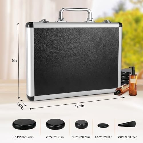 Hot Stones Massage Warmer Kit, 21 Pcs Hot Stones Massage Set, Hot Rocks Basalt Massage Stones for Home Spa Warming Therapy Relaxing