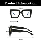LJCZKA Oversized Square Blue Light Glasses for Women Big Thick Frame Eyeglasses Stylish Chunky Computer Anti Glare Glasses