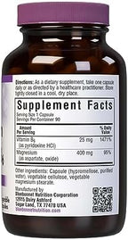 Bluebonnet Nutrition Magnesium & B6 – 400 mg Magnesium Oxide & Aspartate with Vitamin B6 25 mg – Heart & Brain Magnesium Complex for Women & Men* - Non-GMO, Vegan, Gluten-Free - 90 Vegetable Capsules