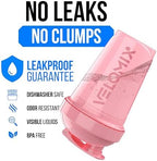 VELOMIX -2 Pack- 20 oz Protein Shaker Bottles for Protein Mixes - 2x Wire Whisk | Leak Proof Shaker Cups for Protein Shakes and Pre Workout | Protein Shaker Bottle Pack (A7) Pink/Black