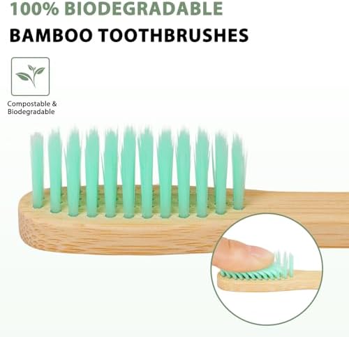 8 Count Bamboo Toothbrushes - BPA Free Soft Bristles Natural Toothbrush Set - Biodegradable & Compostable Eco-Friendly Wooden Toothbrush