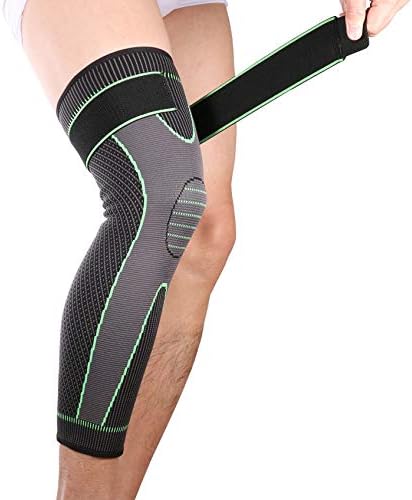 Full Leg Sleeves Long Compression Leg Sleeve Knee Sleeves Protect Leg, Reduce Varicose Veins and Swelling of Legs(Pair) (Green(with Strap)-1 Pair, Large)