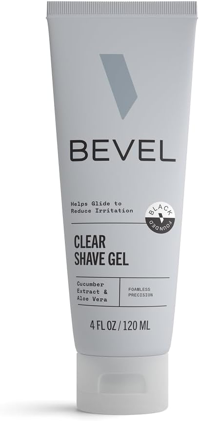 Bevel Essentials Clear Shave Gel for Men, Clear Shave Gel for Precise Detailing and Edging with Aloe Vera and Cucumber Extract to Soothe Skin and Prevent Razor Bumps, 4 Fl Oz