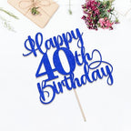 Navy blue Glitter Happy 40th Birthday Cake Topper, 40th Birthday/Anniversary Cake topper (Navy blue -40th)