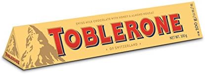 Toblerone Original Triangular Candy, 100g - Smooth Swiss Milk Chocolate with Honey and Almond Nougat Imported from UK England