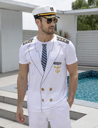 Funny World Men's Captain T-Shirt Graphic Short Sleeve Yacht Party Costume