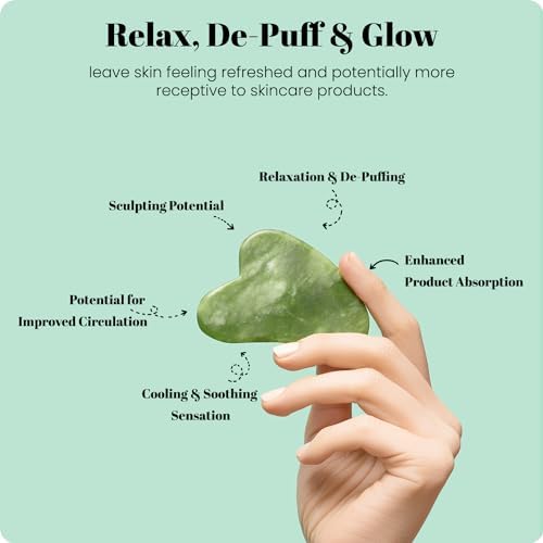 ROSELYNBOUTIQUE Gua Sha Facial Tools & Jade Face Roller for Lift Wrinkless Natural Skincare Tool Jade Roller Guasha Tool for Face (Green)