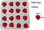 Edible 16pcs Insect Themed Ladybug Sugar Sprinkles Dessert sprinkles Cake Cupcake Toppers cookie Icing decorations for cake Decorating