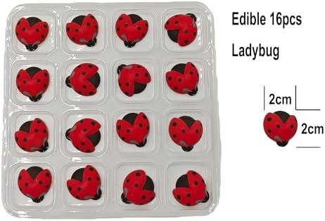 Edible 16pcs Insect Themed Ladybug Sugar Sprinkles Dessert sprinkles Cake Cupcake Toppers cookie Icing decorations for cake Decorating