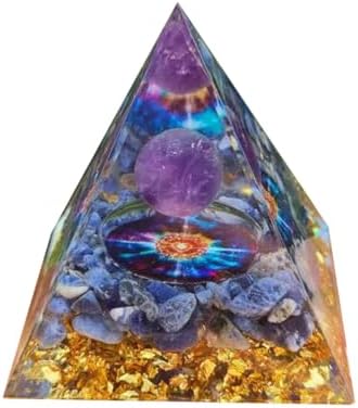 1 pcs Crystals Pyramid,Moonstone Crystal Orgone Pyramid - Amethyst Ball Lotus - Ogan Crystal Energy Tower - Nature Reiki Healing Chakra Crushed Stone Jewelry - 2inchs