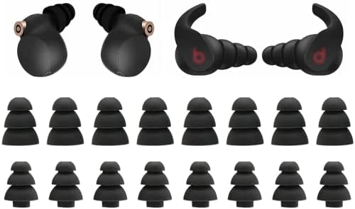 Silicone Replacement Ear Buds Tips, 20 Pcs, Black (Triple Flange)