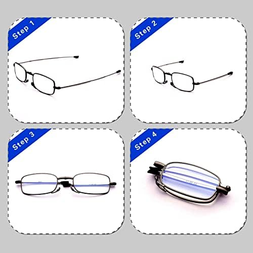 GOOSEN Reading Glasses Men Women, Pocket Wallet Purse Compact Hard Cases Folding Readers, Blue light Glasses Spring Hinge