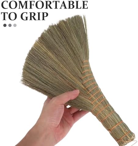 Ciieeo Handheld Straw Whisk Broom, Soft Bristle Small Sweeping Brush, Hand-Woven Dust Brush for Indoor Sofa Bed Cleaning, Traditional Asian Handmade Household Broom