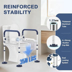 Toilet Safety Rails for Seniors, Adjustable Height & Width Toilet Rails, 350 lb Toilet Handles for Elderly and Disabled, Foldable Toilet Safety Frame, Toilet Bars Fit Any Toilets