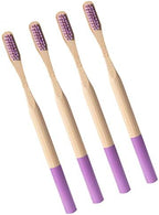 Bamboo Charcoal Toothbrush Soft Bristles Manual Toothbrush for Adults 4Pcs (Purple)