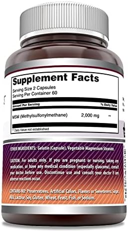 Amazing Formulas MSM (Methylsulfonylmethane) Supplement | 2000 Mg Per Serving | Capsules | Non-GMO | Gluten Free | Made in USA (120 Count | Pack of 1)
