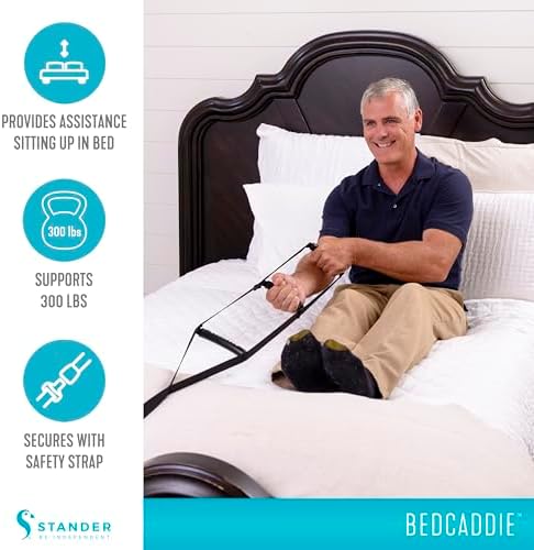 Stander BedCaddie, Pull-Up Assist Bed-Ladder with Non-Slip Handles for Adults, Seniors, and Elderly, Adjustable Length Bed-Lift, Sit Up Helper Bed-Assist, Mobility Aid for Handicapped and Injured