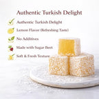 Lemon Flavored Turkish Delight 450g (~1lb) – Coconut Covered Lokum – Soft & Chewy Citrus Candy – Traditional Turkish Sweets – Vegan, No Additives, 100% Sugar Beet