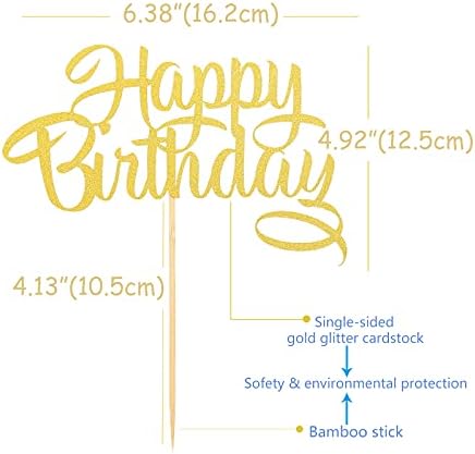 Gold Happy Birthday Cake Topper - Gold Glitter Cake Topper Decoration ，Photo Booth Props Cake Smash Decoration Supplies