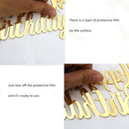 Happy Birthday Cake Toppers Mirror Acrylic Cake Topper Side Cake Decorations Gold Cake Inserts Cake for Brithday Party,1pcs (Dinosaur)