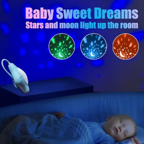 Portable White Noise Machine for Travel | Rechargeable Baby Sleep Aid with Soothing Star Projector & Calming Sound Music, Ideal for Nursery, Car, Crib On-The-Go