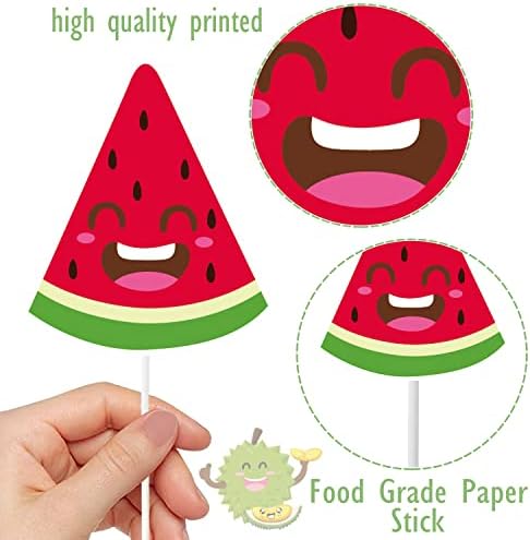36PCS Fruit Party Cupcake Toppers Watermelon Lemon Strawberry Cake Decorations Tropical Summer Cupcake Toppers for Tutti Frutti Fruit Theme Birthday Party Supplies