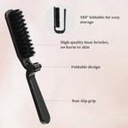 Travel Folding Pocket Brush Boar Bristle Hair Brushes Foldable Anti-Static Compact Beard Brushes for Men and Women, Mustache Brush Portable Pocket Styling Tool for Thin And Thick Hair, 2PCS