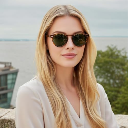 AVAWAY Small Face Womens Mens Sunglasses Polarized – Round Acetate Frame UV400 Protection for Driving Vacation Summer Outings