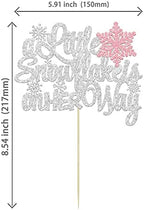 1Pcs A Little Snowflake is on Her Way Cake Topper Pink Snowflake Winter Baby Shower Cake Decoration for Girl Kids Winter Onederland Gender Reveal Party Decorations