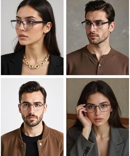 Rectangular Reading Glasses for Men Women – Professional, Blue Light Blocking Computer Readers, HD Lens, Spring Hinge