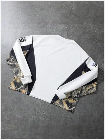 SOLY HUX Men's Graphic Sweatshirt Long Sleeve Crew Neck Racing Shirts Pullover Tops Streetwear White Letter Small