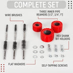 9pcs Copper Pipe Cleaner Set for Power Drill, 1/2" 3/4" 1" Tube Brush and 6pcs Stainless Steel Wire Bore Brush, Stainless-Steel Wire Bristles & 1/4” Shan, Screws and Washers Included