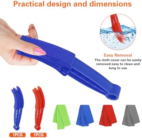 4pcs Window Venetian Blind Cleaner Duster Tool,Blind Duster for Cleaning,Microfiber 7Finger Duster Brush Dusting Cleaner Tool ，for Window Shutters Air Conditioner,with 4 Cloth Cover(Blue/Green)