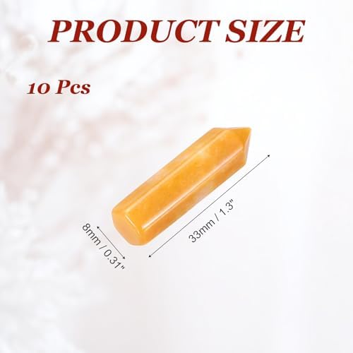 MECCANIXITY Crystals Wands Citrine Hexagonal Faceted Single Points Towers Pocket Polished Stone Bulk for Energy Chakra Meditation Crystal Healing, 33 x 8mm (Yellow),10Pcs