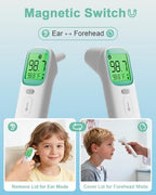 Baby Thermometer for Kids - Ear Thermometer FSA-HSA Eligible, Digital Thermometers for Adults, Accurate Infrared Forehead Termometro with Fever Alarm & Mute Mode,40 Memories (Green 1 Pack)