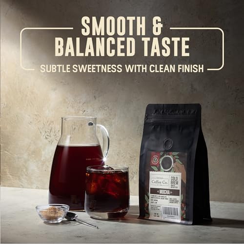 Inspired Coffee Co Cold Brew Coffee - Mocha Flavored - Coarse Ground Beans For Perfect Medium Roast Low Acid Smooth Taste - 100% Arabica Grounds 12 oz. Resealable Bag