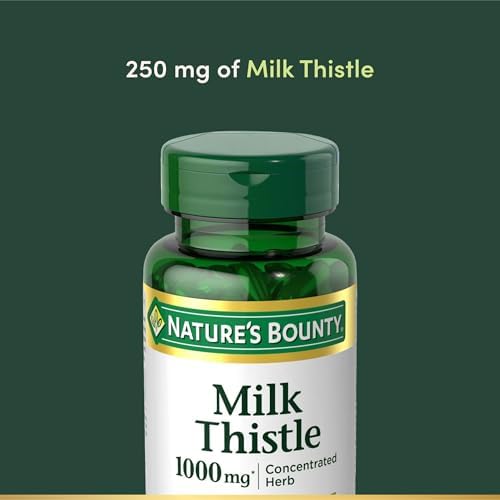 Nature's Bounty Milk Thistle 1000mg, Herbal Health Supplement, Daily Supplement, Gluten Free, Rapid Release Softgels, 50 Ct