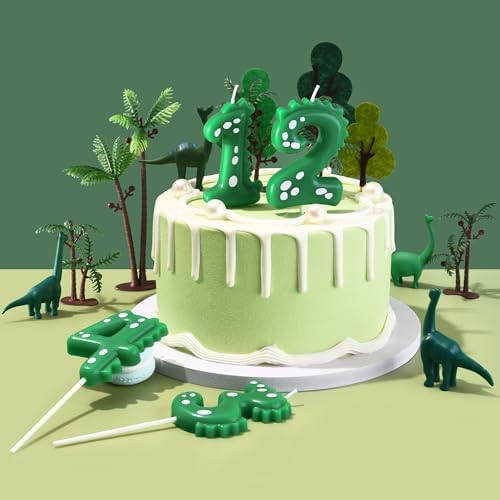 PHD Dinosaur 2.76 Inch Green 2 Number Birthday Candles, Cake & Party Celebration