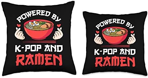 Powered by K-pop and Ramen Kpop Merch Merchandise Gift Throw Pillow