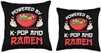 Powered by K-pop and Ramen Kpop Merch Merchandise Gift Throw Pillow