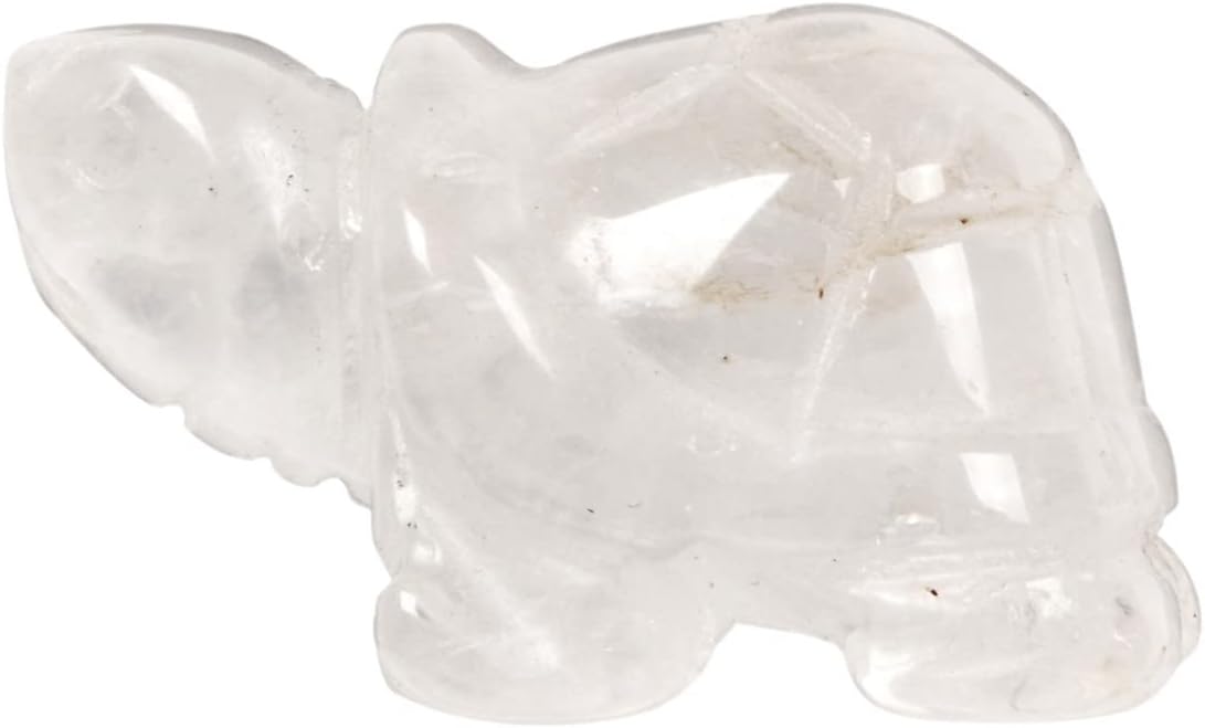 Justinstones Clear Quartz Healing Crystal Guardian Turtle Tortoise Pocket Stone Figurines Carved Gemstone Crafts Home Decor 1.5 inch