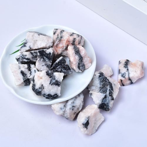 Erliway 1.25-2" Pink Zebra Jasper Raw Stone and Healing Crystals, Natural Rough Stone for Tumbling, Cabbing, Fountain Rocks, Decoration, Raw Crystal and Healing Stones for Polishing, Wicca & Reiki