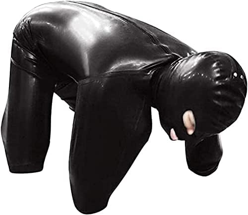 Sexy Men Shiny Black PVC Wet Look DS Latex Stage Catsuit Clothing Prisoner Patent Leather Jumpsuits Nightclub Bodysuit