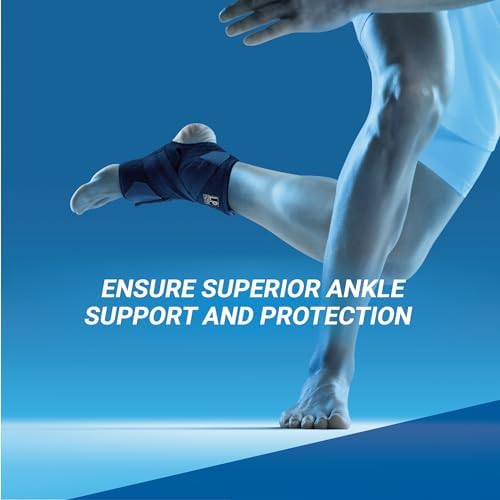 LP SUPPORT 757CA Extreme Ankle Support Brace Wrap - Support and Compression for Weak or Injured Ankles - Hook and Loop Closure (Black - Free size)