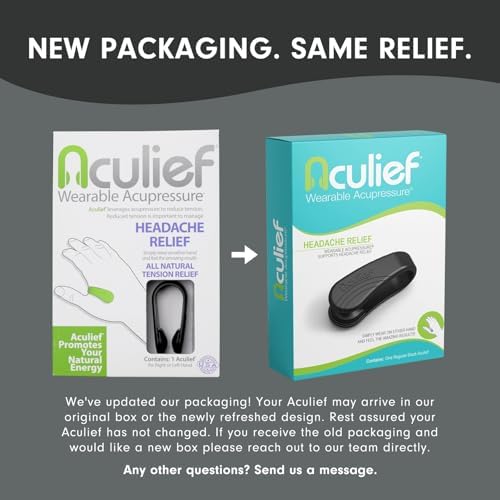 Aculief Wearable Acupressure Hand Clip - Stress Management with Thumb Pressure Point Device - Portable Wellness with Acupressure Clips for Hands - Regular, Black
