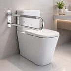 Toilet Grab Bar,23.6 Inch Flip-Up Bathroom Safety Rails with Paper Holder, Anti-Slip Handicap Grab Bars for Toilet, Stainless Steel Folding Support Handrail for Seniors, Elderly
