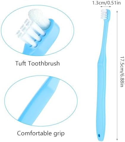 2 Pieces Tuft Toothbrush Small Head End Tapered Wisdom Interdental Interspace Nursing Soft Tiny Toothbrush Orthodontic Periodontal Dental Products(Blue)