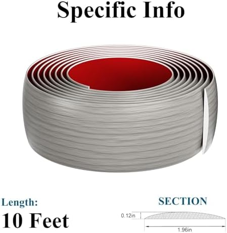 Floor Transition Strip - Self-Adhesive PVC Trim for Carpet to Flooring, Threshold Gap Cover (10ft x 1.97in, Beige Grey)